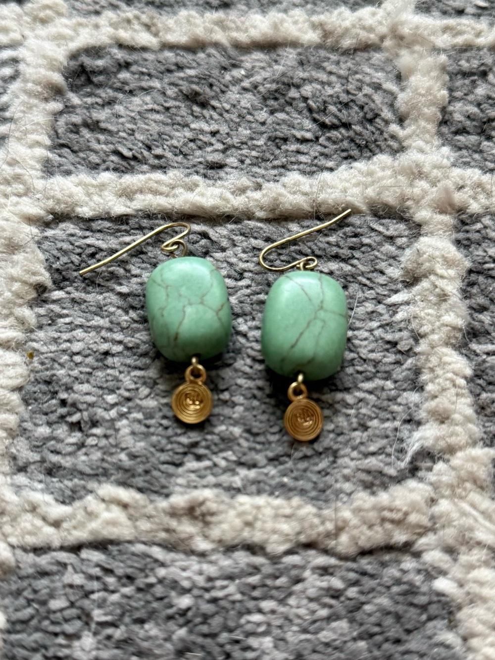 Ralph Lauren Green Turquoise color Stone Drop Earrings with Gold Accents